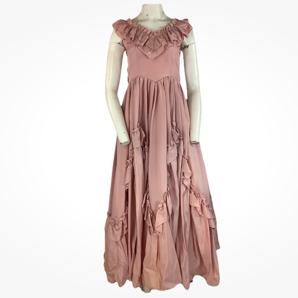 Vintage Gunne Sax Romantic Satin Ruffle Fairy Renaissance Victorian Dress